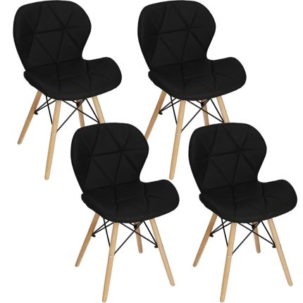 Set 4 scaune dining Torino pentru bucatarie tapitat cu piele ecologica