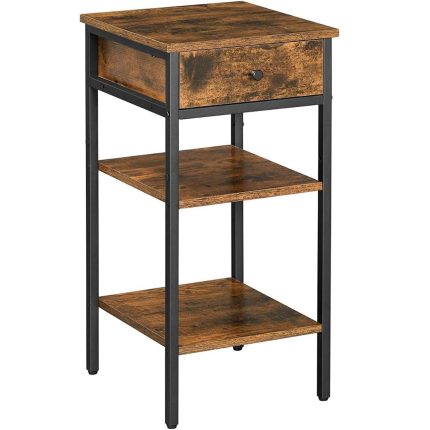 VASAGLE Noptiera inalta cu sertar si 2 rafturi de depozitare