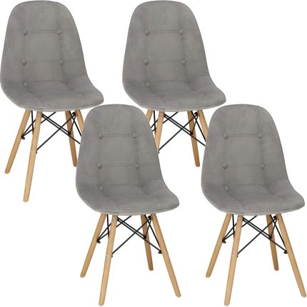 Set 4 scaune dining Milano Soft pentru bucatarie tapitat cu catifea moale