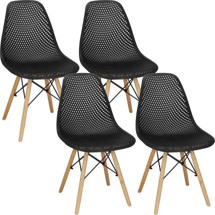 Set 4 scaune dining Milano pentru bucatarie cu textura perforata