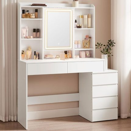 VASAGLE Masa de toaleta cu oglinda