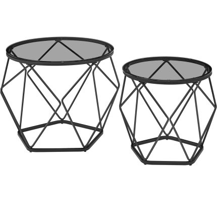 VASAGLE Set de 2 mese de cafea rotunde