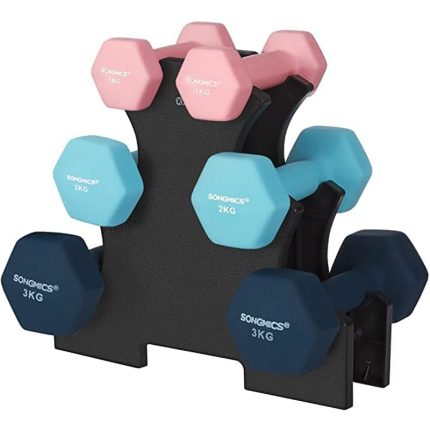 SONGMICS Set de 6 gantere hexagonale cu suport