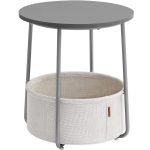 VASAGLE Masuta de cafea rotunda cu cos de stofa
