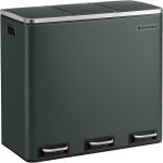 SONGMICS Cos de gunoi din inox cu 3 compartimente colectare selectiva