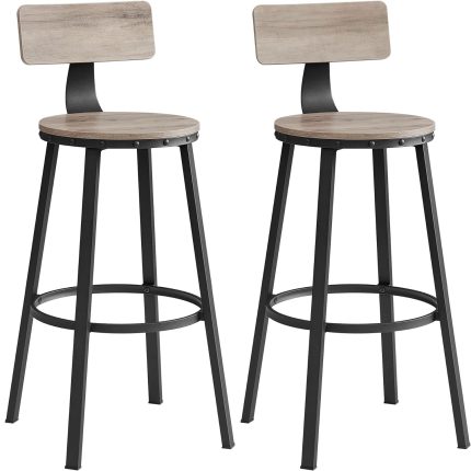 VASAGLE Set de 2 scaune de bar inalte cu spatar