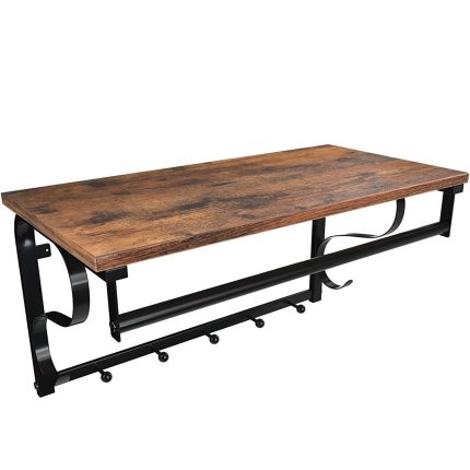 VASAGLE Cuier de perete cu raft de depozitare si sina