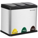 SONGMICS Cos de gunoi din inox cu 3 compartimente colectare selectiva