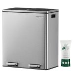SONGMICS Cos de gunoi din inox cu 2 compartimente colectare selectiva