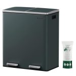 SONGMICS Cos de gunoi din inox cu 2 compartimente colectare selectiva