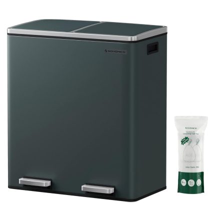 SONGMICS Cos de gunoi din inox cu 2 compartimente colectare selectiva