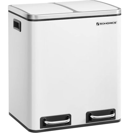 SONGMICS Cos de gunoi din inox cu 2 compartimente colectare selectiva