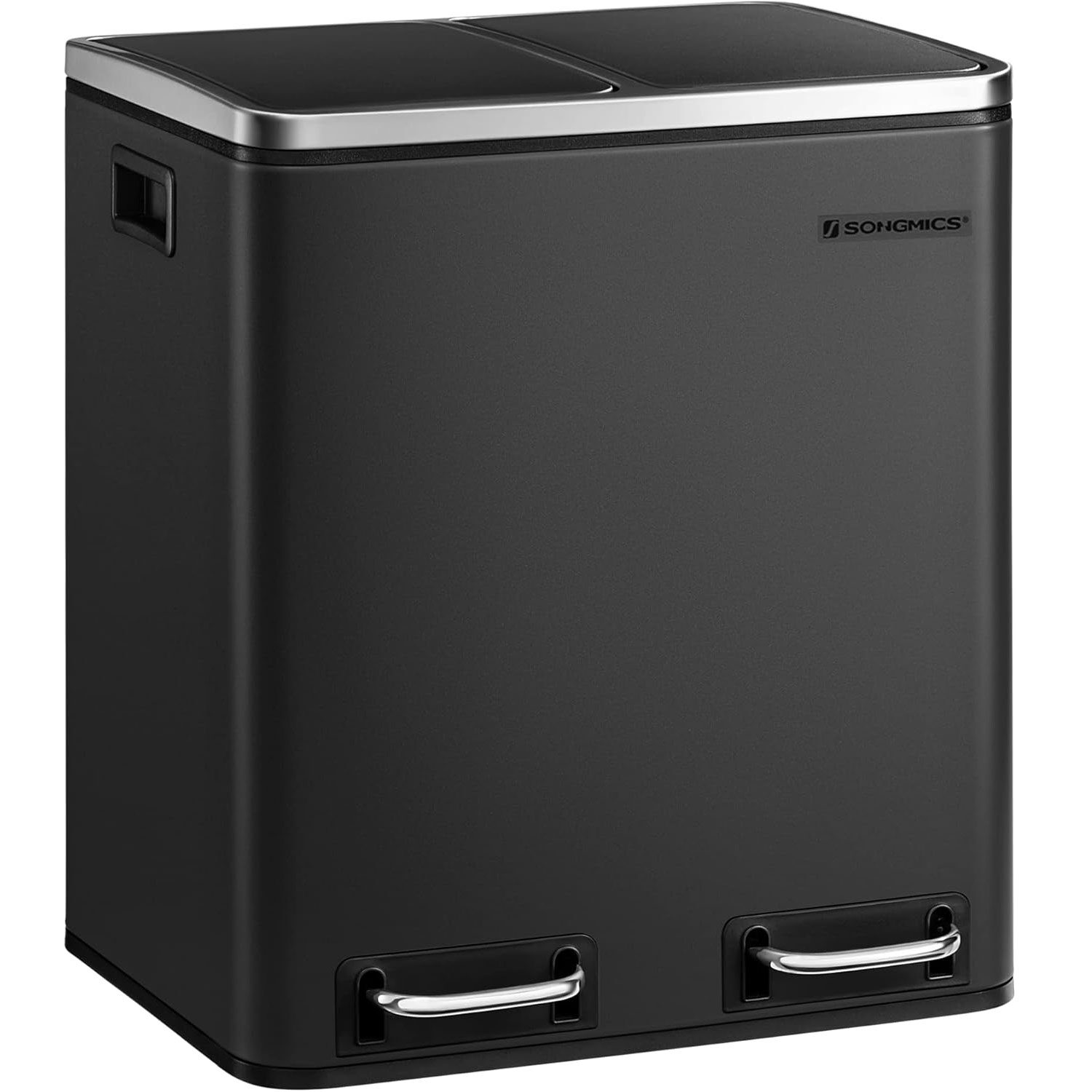 SONGMICS Cos de gunoi din inox cu 2 compartimente colectare selectiva SONGMICS Cos de gunoi din inox cu 2 compartimente colectare selectiva