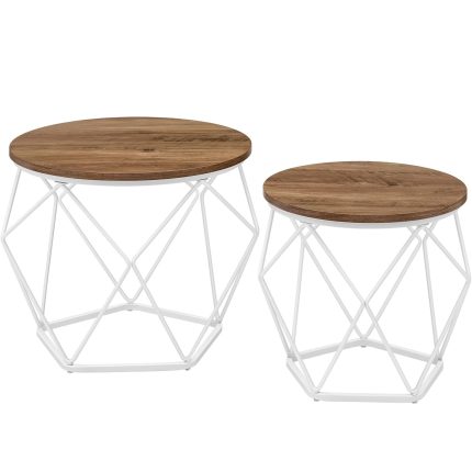 VASAGLE Set de 2 mese de cafea rotunde