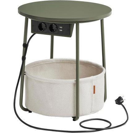 VASAGLE Masuta de cafea rotunda cu cos de stofa