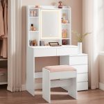 VASAGLE Masa de toaleta cu taburet si oglinda