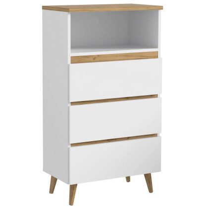 Comoda biblioteca Norge 03 cu 3 sertare si raft deschis