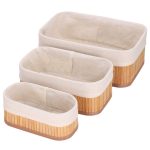 Set 3 cutii organizatoare din bambus
