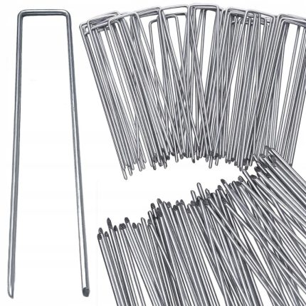 Set 100 de ancore metalice tip U pentru fixare panza anti-buruieni