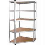Raft depozitare metalic colt 5 niveluri cu polite MDF
