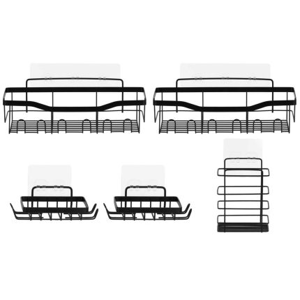 Set 5 polite metalice pentru dus cu montaj autoadeziv