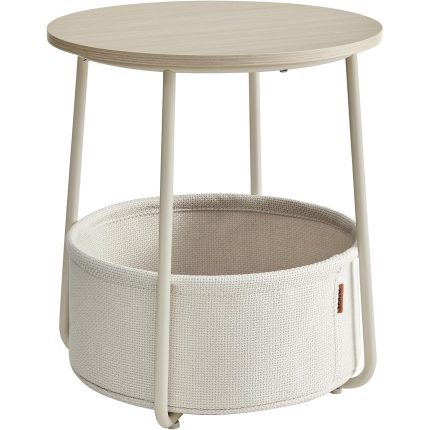 VASAGLE Masuta de cafea rotunda cu cos de stofa