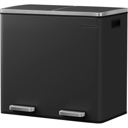 SONGMICS Cos de gunoi din inox cu 2 compartimente colectare selectiva