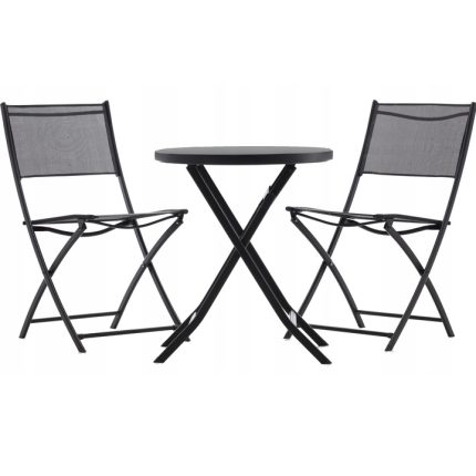 Set mobilier balcon pliabil cu masa sticla si 2 scaune