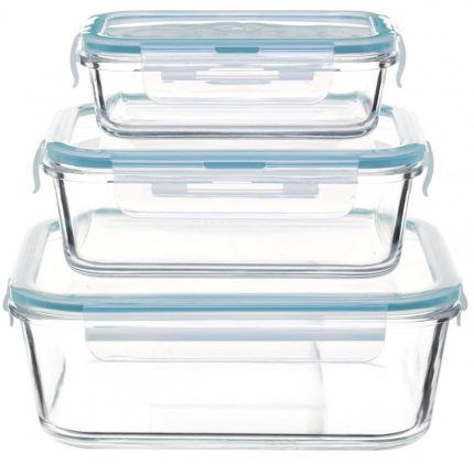 Set 3 caserole din sticla patrate 5Five Clipeat