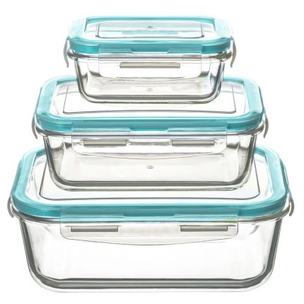 Set 3 recipiente 5Five Clipeat din sticla borosilicata