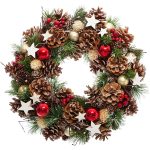 Coronita decorativa cu frunze si conuri