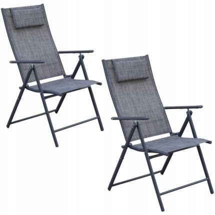 Set 2 scaune reglabile de gradina cu tetiera