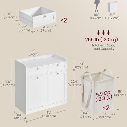 2 cosuri de rufe integrate cu saci detasabili