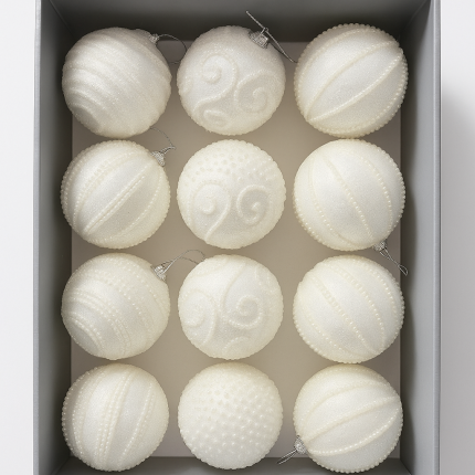 Set 12 globuri decorative cu sclipici si paiete