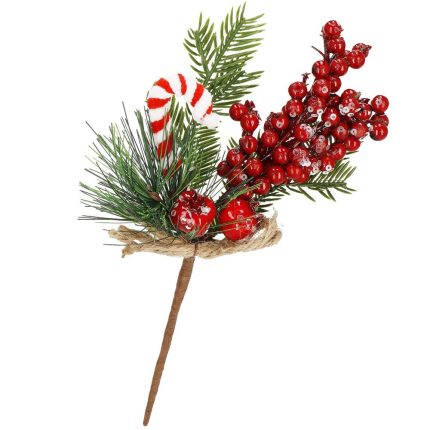 Ramura decorativa Craciun cu fructe rosii